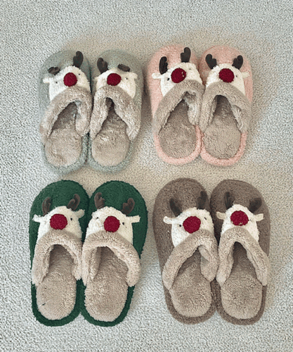[겨울의 특별함]루돌프 크리스마스 겨울 양털 퍼 슬리퍼 실내화 신발