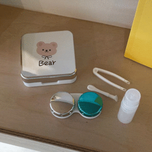[당일출고]거울 귀여운 테디베어 곰돌이 렌즈통 렌즈케이스