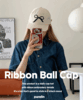 [당일출고/키치한] 화이트&amp;블랙 데일리 심플 리본 자수 쌩얼 소두핏 볼캡 사계절 야구 모자