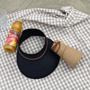 [가방에 쏙-!]밀짚 썬캡 더블라인 캡 라탄 모자